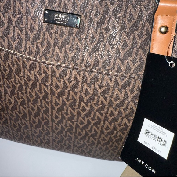 NEW Jones New York Brown Monogram Tote Bag Women’s Purse - Picture 7 of 8